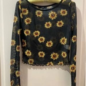 Shein Mesh Sunflower Top