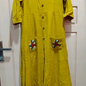 Ethnic Yellow A-line Kurti💛