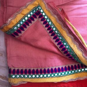 Shaded Peach Saree With Border