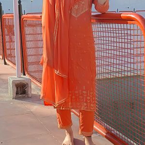 Orange Silk Suit Set