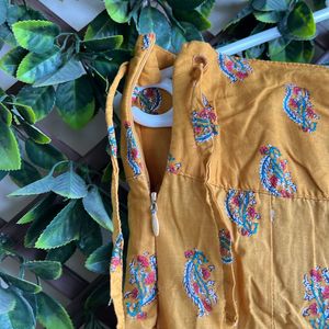 Mustard Yellow Color Printed Flaired Palazzo