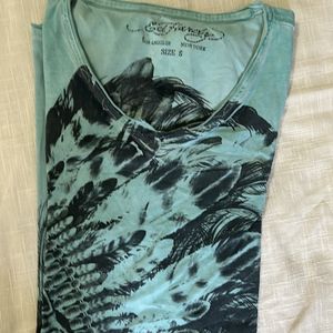 Ed Hardy Sea Green Medium Half Sleeves T Shirt