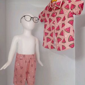 Printed Premium Cotton Co-ord Set For Kids Boys🍉