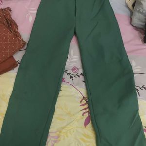 Green Straight Trousers High waist