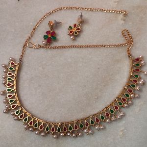 Elegant Brass Women Necklace And Earrings