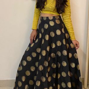 Modern Golden Lehenga Choli Set