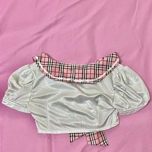 Pink Collar Crop Top 💓💖