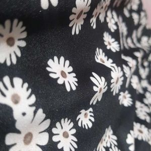 Black Skirt With White Flowers Print