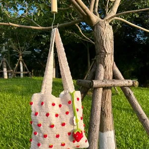 Crochet Strawberry Tote Bag