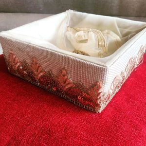 Gift Box With Zari & Gold Work