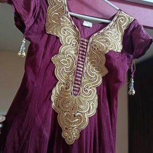 Women Traditional Brown Anarkali Festive Look