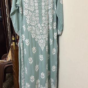 Dusty Green Chikankari Kurta