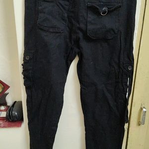 Men's Slim-fit Black Cargo Joggers