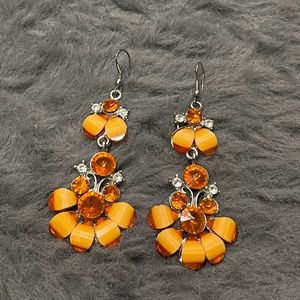 Orange Floral Earings