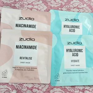 Zudio Niacinamide And Hyaluronic Acid Sheet Masks