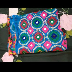 Heavy multicolor Embroidered  Phulkari Dupatta