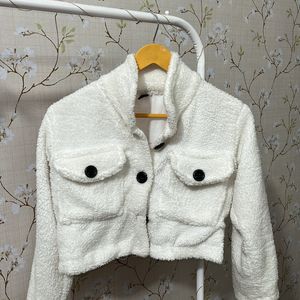 White Fur Cropped Jacket