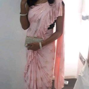 Pink Ruffle Sari Only