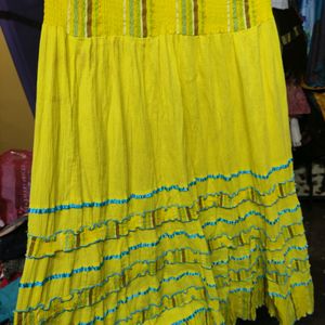 Yellow flared skirt