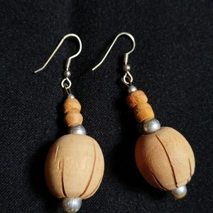 Wooden Neck Piece With Earring Set