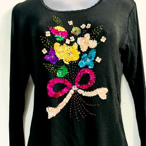 Black Flower Top For Girls