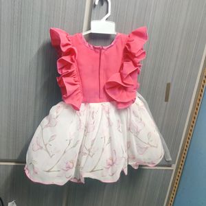 Pink And White Pretty Gown For Baby Girl