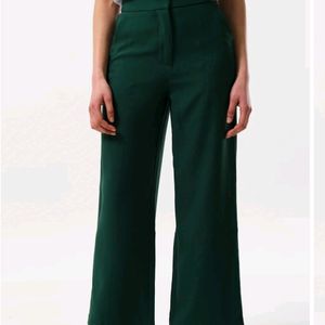 Wide Leg Green Color Bottom Flared And High Waist