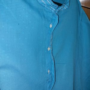 Men Blue Cotton Kurta