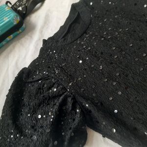 Women Black Sparkle top