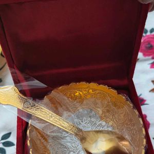 Golden Single Bowl With Spoon