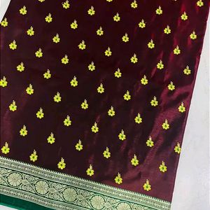 Banarasi Satin Silk Saree With Embroidery Work