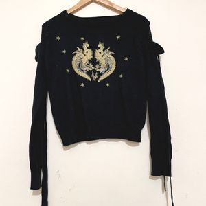 Black & Golden Bird Top