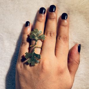 2 Leaves Shape Statement Adjustable Ring