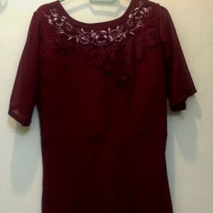 Long Kurta. Maroon Colour