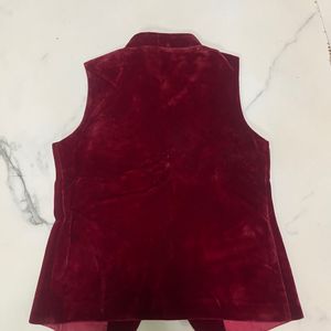 Maroon Velvet Blazer Coat For Small Boys