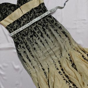 Black And Cream Beaded Mermaid Dress