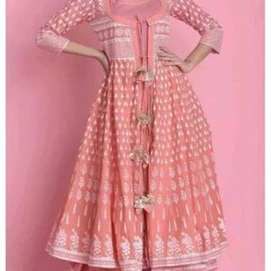 Peach Long Jactet Kurti (GOWN TYPE)