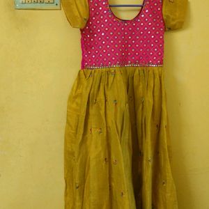 New Golden Silk Anarkali Top