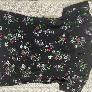 Black Flower Print Polo T-shirt