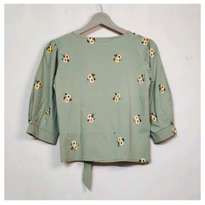 Moss Green colour Embroidered Designer Top