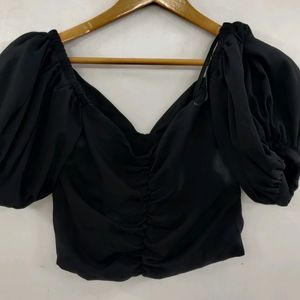 MAGRE BLACK PUFF SLEEVES TOP