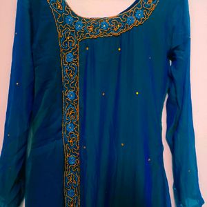 Peacock Blue Double Shade Kurta