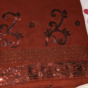 Fancy Maroon Saree With Readymade Blouse Piece