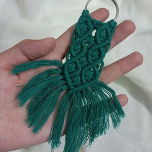 Handmade Macrame Green Colour Keychain