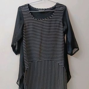 Black Striped Short Dress