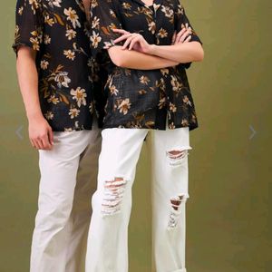 Unisex Floral Print Casual Shirt