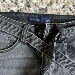 Bootcut Charcoal Black Jeans With Belt