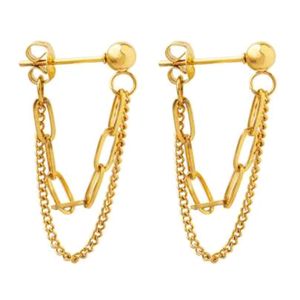 Double layer chain & Tassel Design - Earrings