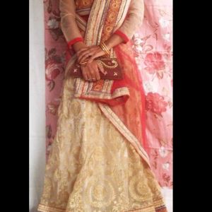 Red Bridal Lahanga Dupatta With Stitched Blouse