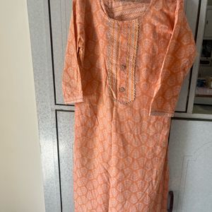 Orange Kurti N Pant Set